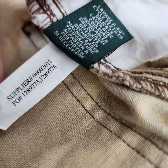 Ralph Lauren Jean Pencil Skirt Size 10 Animal Print Brown Cream Denim Pockets - Picture 8 of 8